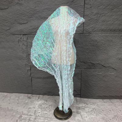 Laser Cut Organza Fabric Gradient Color Mermaid Texture for Wedding Dress Costume DIY Sewing Craft Material Wrinkle Wave Design