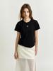 Muse Kalo Embroidered Unbalanced Hem T-Shirt_Black