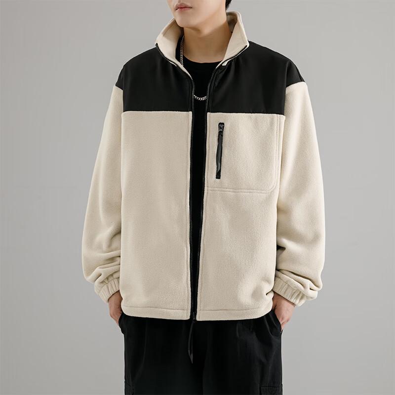 Huili Autumn/Winter American Style Color-Block Fleece Jacket