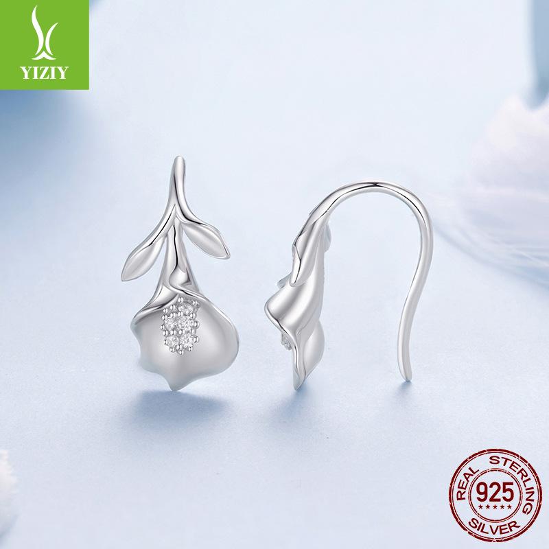 S925 Sterling Silver Calla Lily Ear Hook Women'S Pure Flower Multi-Wear Earrings Earrings