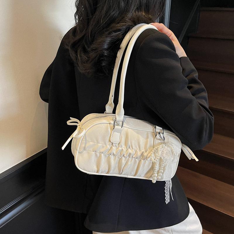 Bag Women's Spring New Niche Folded Portable Bowling Bag Versatile Shoulder Commuter Underarm Bag