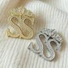 Fashion Crown Double S Letter Brooches Men Suit Shirt Badge Women Jewelry Accessories