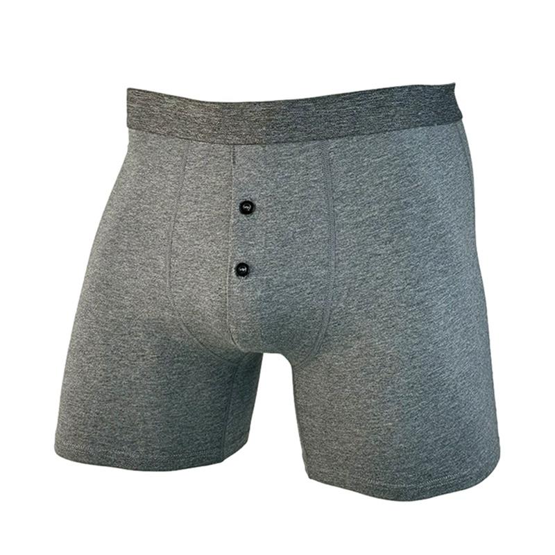 Men's Plus Size Button Opening Elastic Cotton Boxer Extended Crotch Boxer