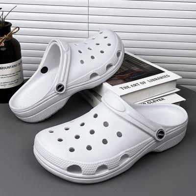 Women's Men's Summer Garden Shoes Hole In Sandal Couple's Pure Color Beach Shoes Breathable Mesh Slippers Anti-Slip Outdoor Footwear
