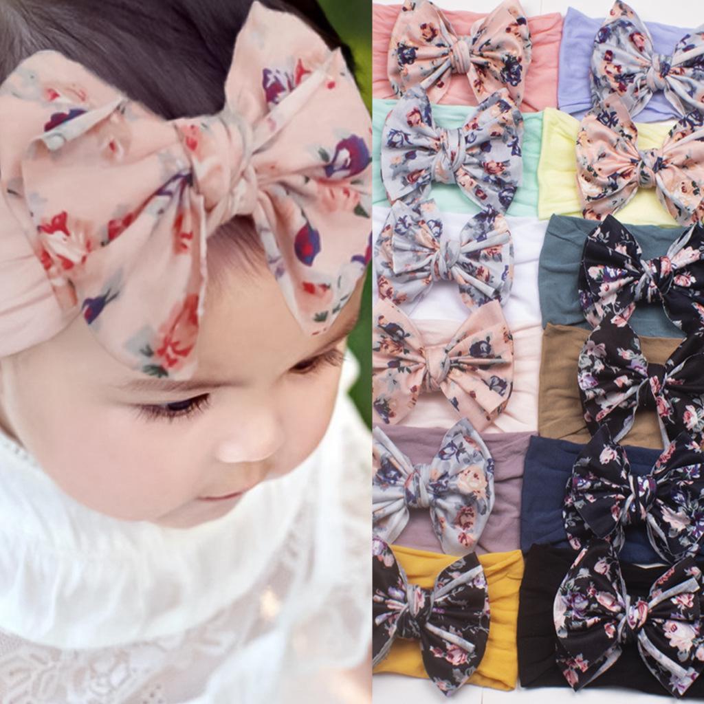 Bohemian Style Elastic Bow Nylon Headband for Babies and Kids