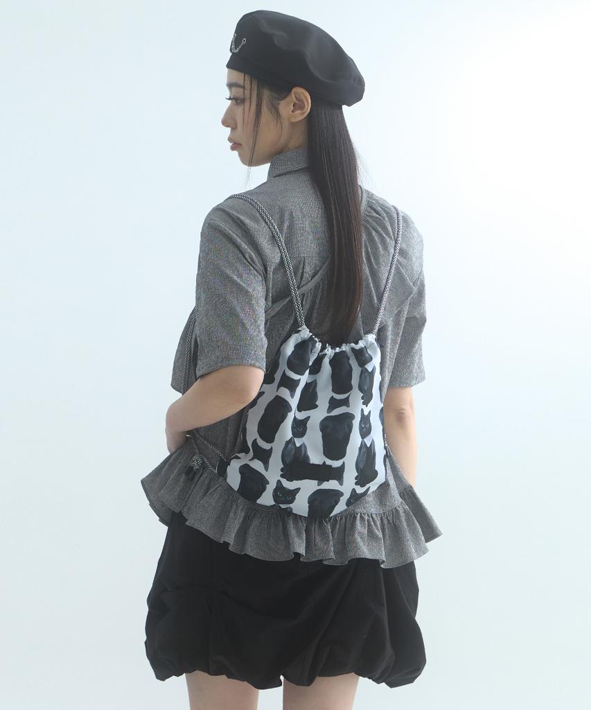 Moiremoa City Feline String Bag-Black