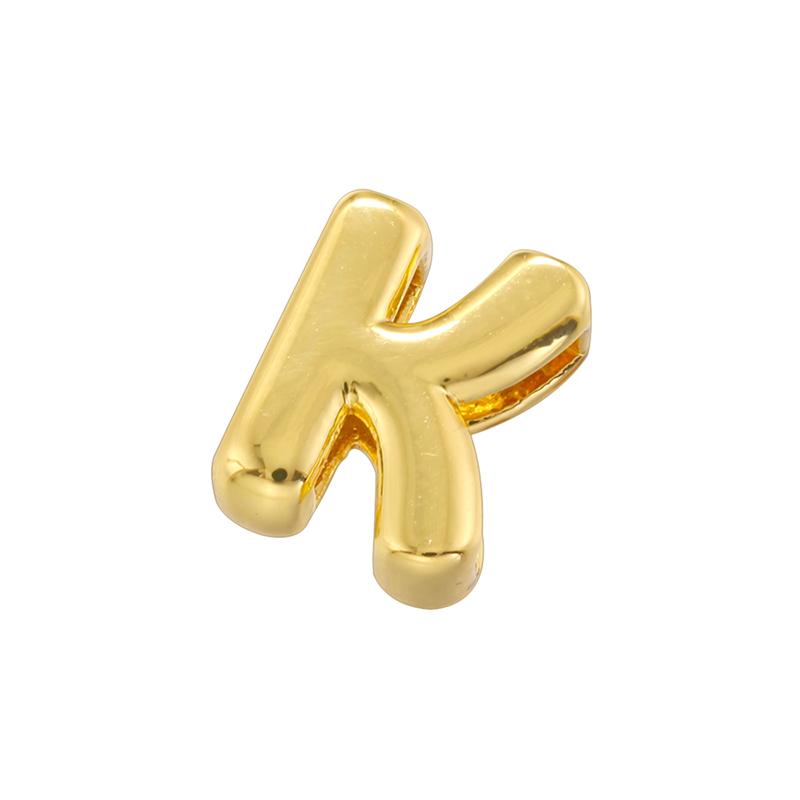 Gold Plated Brass Eco-Friendly Plating A-Z Initial Letter Beads, Cute DIY Jewelry Making Accessories Beads:VZ442