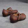Johnature Bombas Retro Cuero Genuino Suela Suave Gancho y Lazo Cómodos Zapatos de Mujer Versátiles