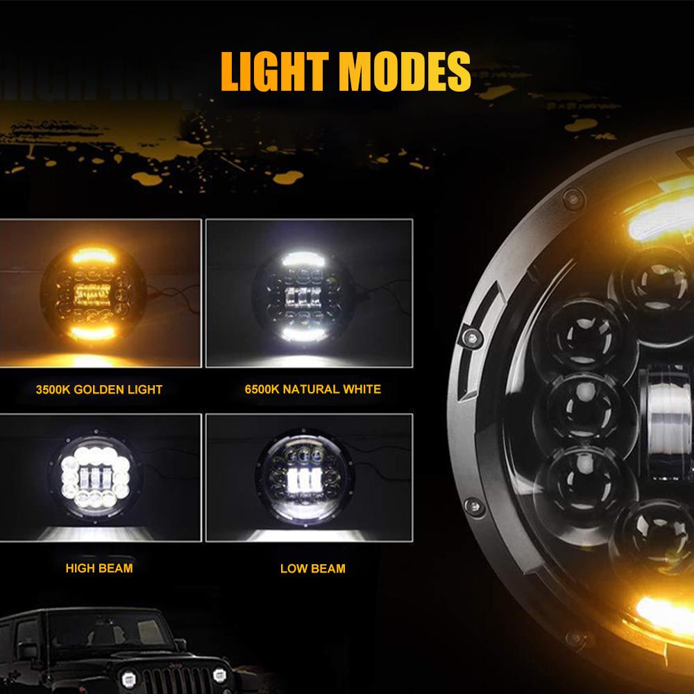 7 Inch LED Round Motorcycle Headlight With Hi/Low Beam 6000LM Super Bright Front Headlamp DRL Turn Signal Lights For Street Bike