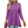 Tunic Tops For Women Loose Fit Prints Tops 3/4 Length Sleeve Womens Tops With Asymmetrical Hem