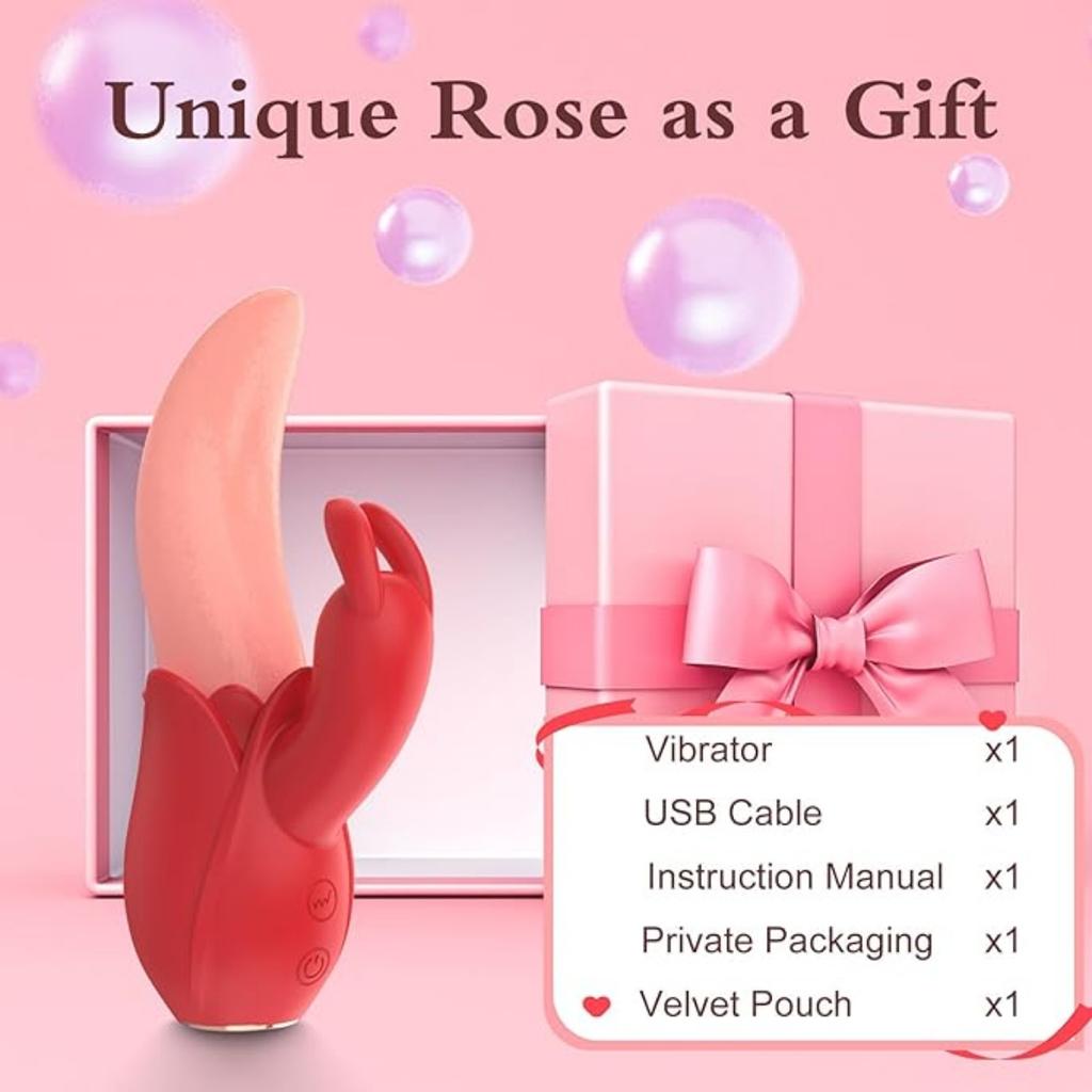 2 In 1 Simulation Tongue Vibrator with 10 Tongue Licking & 10 Vibrating Modes and Clitoral G Spot Stimulator USB Charging Sex Toys