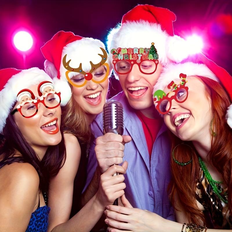 12-Pack Christmas Party Glasses Props - Festive Santa, Snowflake, and Reindeer Designs for Adults & Teens, Paper Eyewear for Hol