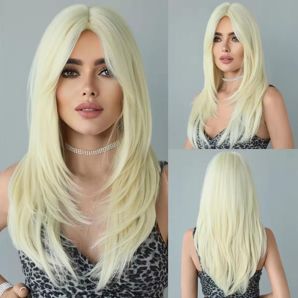 Brand New High Quality Synthetic Hair Long Straight Wigs Bangs for Women Natural Look