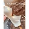 Women Thin Strap Deep V Backless Wireless Gathering Triangle Cup Bra