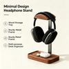 Solid Wood Headphones Stand Black Walnut+Aluminum Alloy Gaming Headset Holder Desktop Bracket Display Shelf with Storage Base