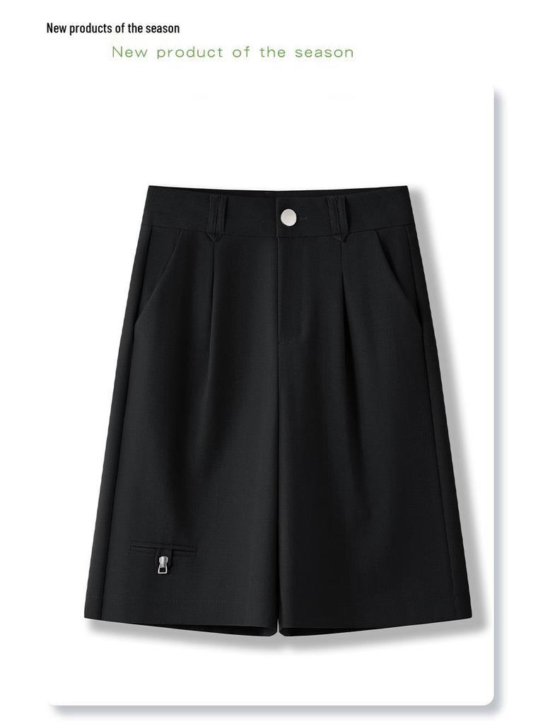 Women's High-Waist Khaki Slimming Shorts - Spring 2025 Collection