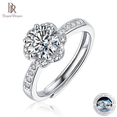 Silver S925 Women's Luxury Set 0.5-3ct Moissanite Ring Heart-blooming Series Ring