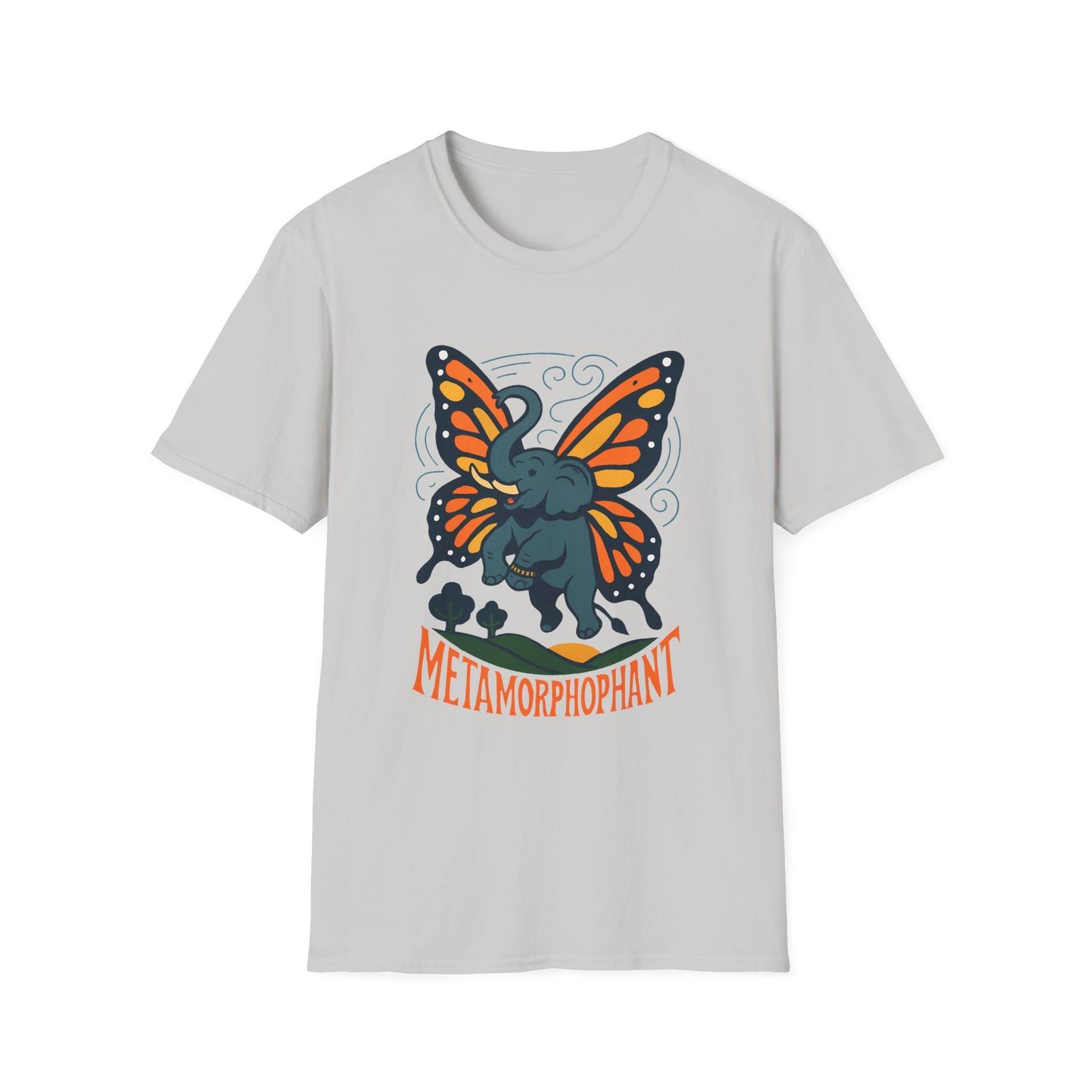 Unisex Softstyle T-Shirt Mens Womens Tees Top Majestic Elephant with Butterfly Wings Fantasy Nature L