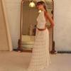 Women Boho Sexy Backless Matching Suit 2 Piece Beach Holiday Outfits Vintage Ruched Halter Cami Tops + Maxi Long Skirt Party