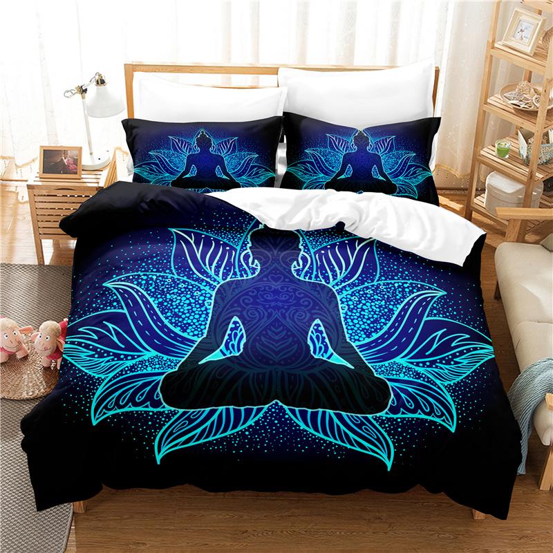 Buddha Duvet Cover Set Queen Size Single Double Bed 220x240cm Twin King Full Bedding Sets Quilt Case Linens 3D HD Pillowcase