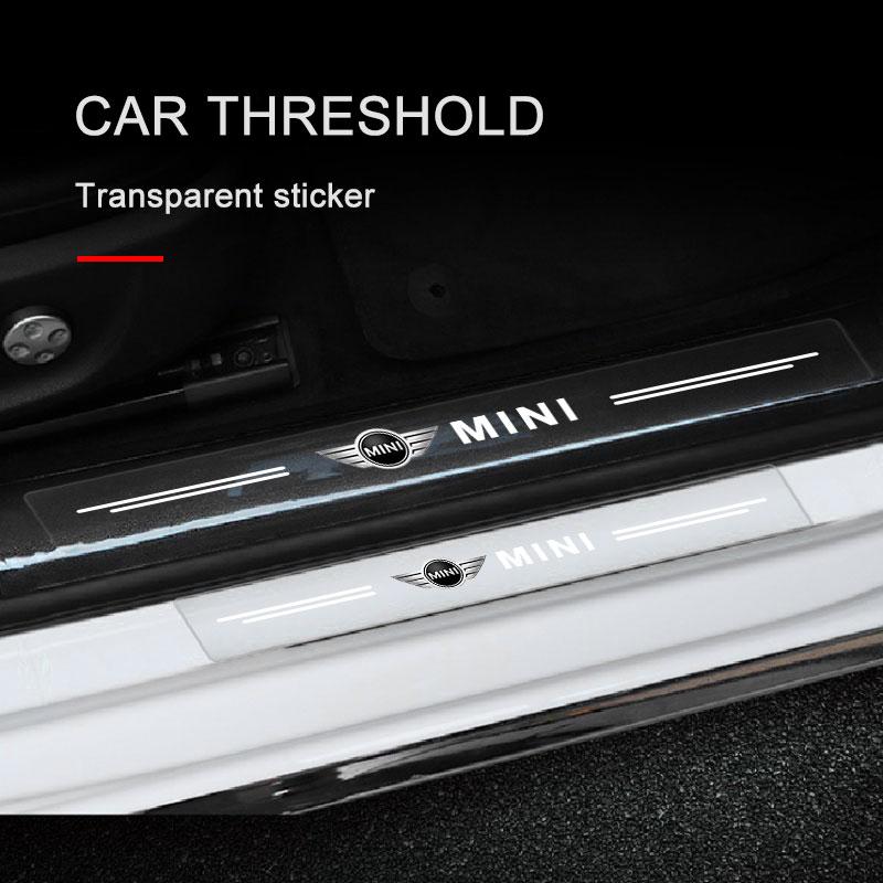 4Pcs Car Threshold Strip Transparent Sticker Decorative Badge For MINI F54 F55 F56 R56 R60 SONE Roadster Clubman Coupe