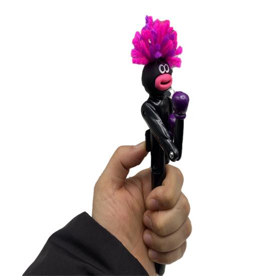 

Funny Boxing Pen with Cute Doll Tops Retractable Ballpoint Pen for Students Office Smooth Quick-Dry Ink Novelty Stress Relief Toy Unique Gift for чёрный