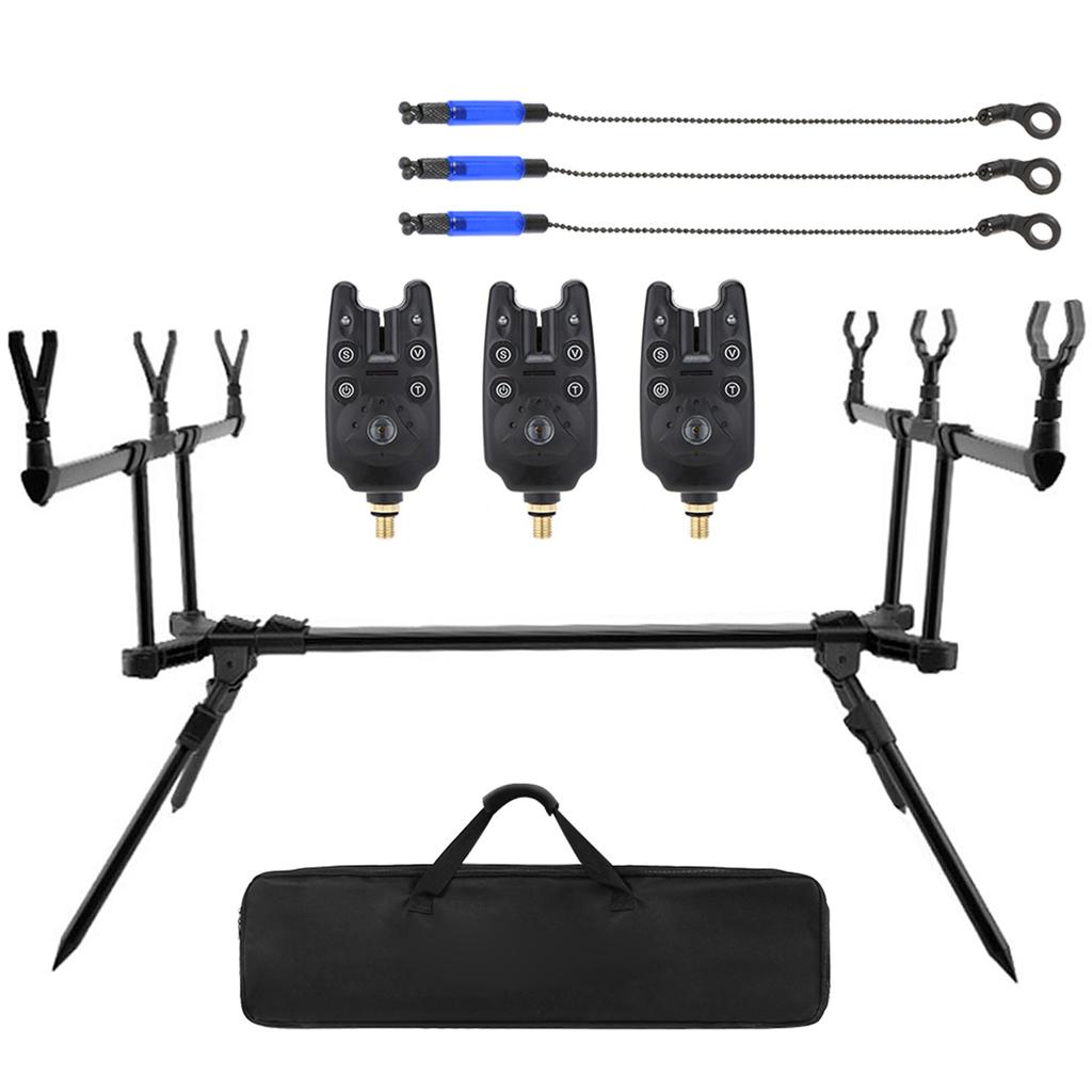   Retractable Carp Fishing Rod Stand Holder Fishing Pole Pod Stand with 3 Fishing Bite Alarms 3 Fishing Bait   Fishing Tackle Set Fishi