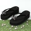 Fashion Fashion Crystal Butterfly Flip Flops Women 2025 Summer Wedges Clip Toe Beach Sandals Woman Lightweight Thick Bottom Slippers 42