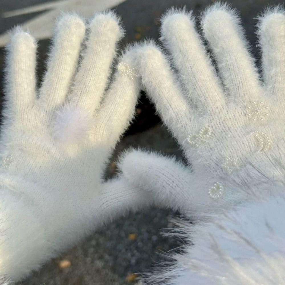 New Snow Ball Warm Gloves Thicken Stretch Mittens Korean Style Cartoon Skiing Gloves Winter