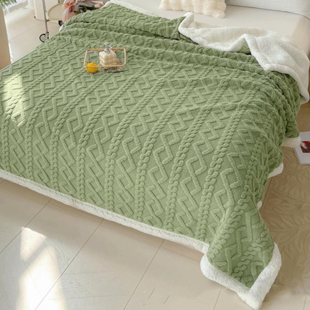 Jacquard Design Coral Velvet Blanket Thicked Office Nap Blanket Rhombus Flannel Blanket  Home