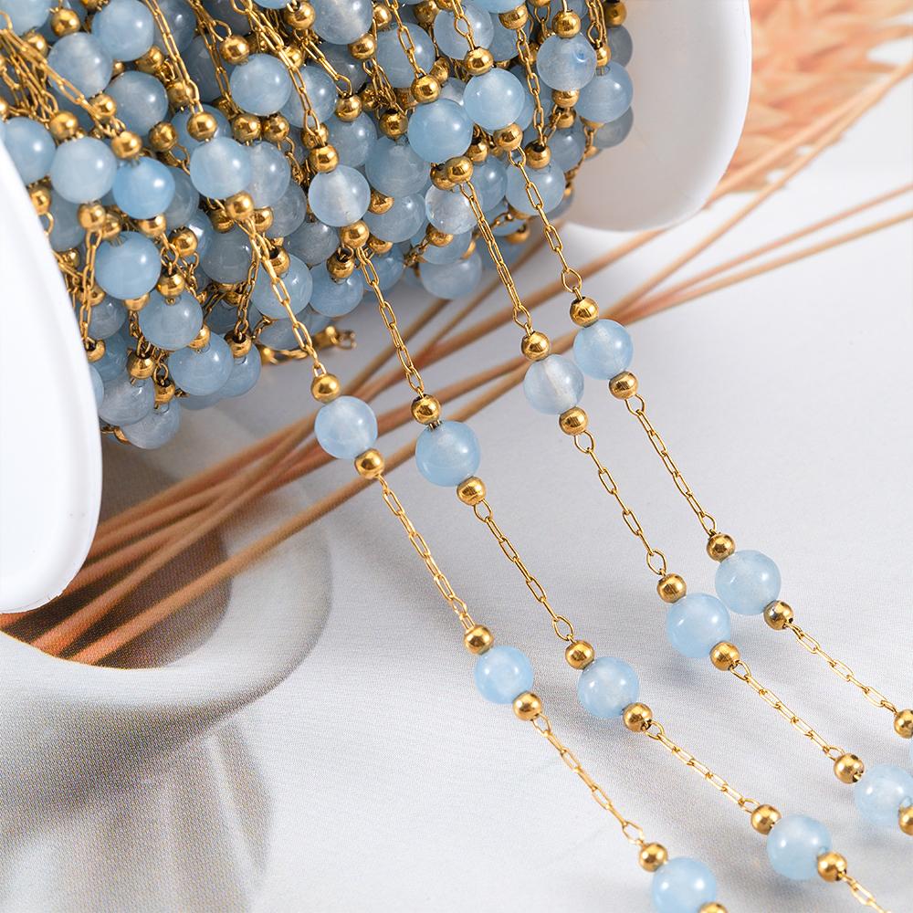 1Meter Stainless Steel Crystal Beading Chain Iridescence Transparent Beaded Body Chains for DIY Necklace Bracelet Jewelry Making
