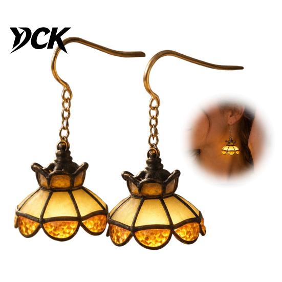 Lightweight Earrings for Sensitive Ears 1 Pair LED Light Up Women, Vintage Ceiling Minimalist Alloy Women Lamp Shaped Dangle Drop, Jewelry Gifts
