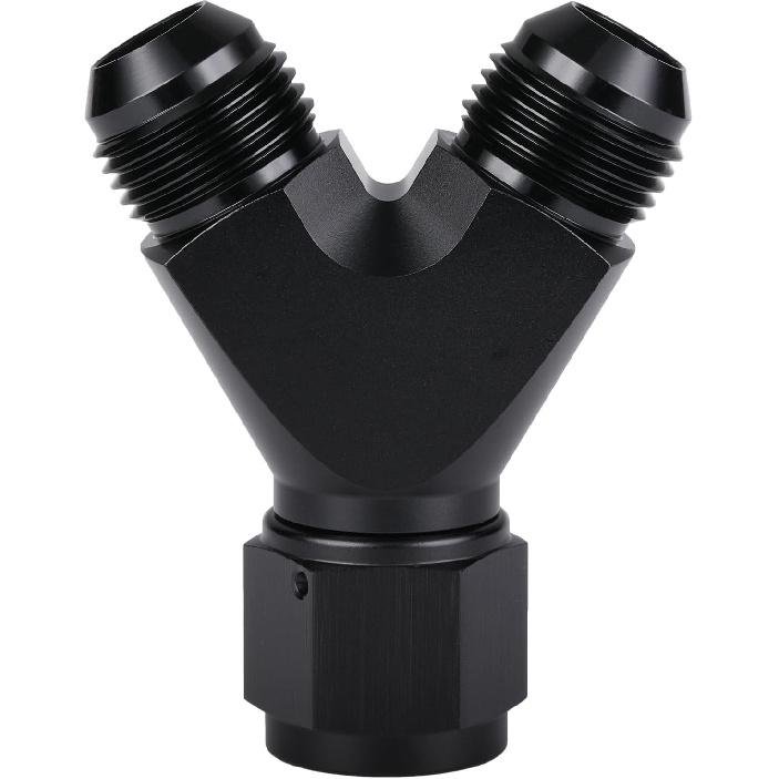 4AN Female to Dual 4AN Male Y Block Fitting Splitter Adapter Union Aluminum Black