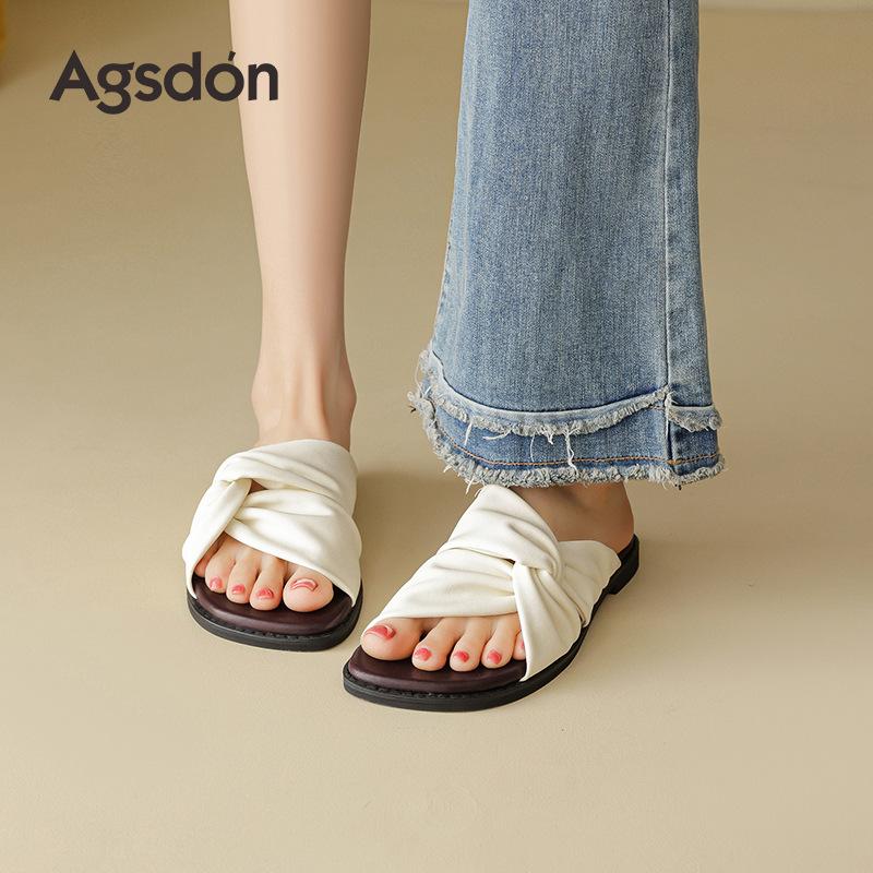 Augustine slippers women's summer 2025 new French flat bottom beautiful small fragrant soft bottom casual cool slippers