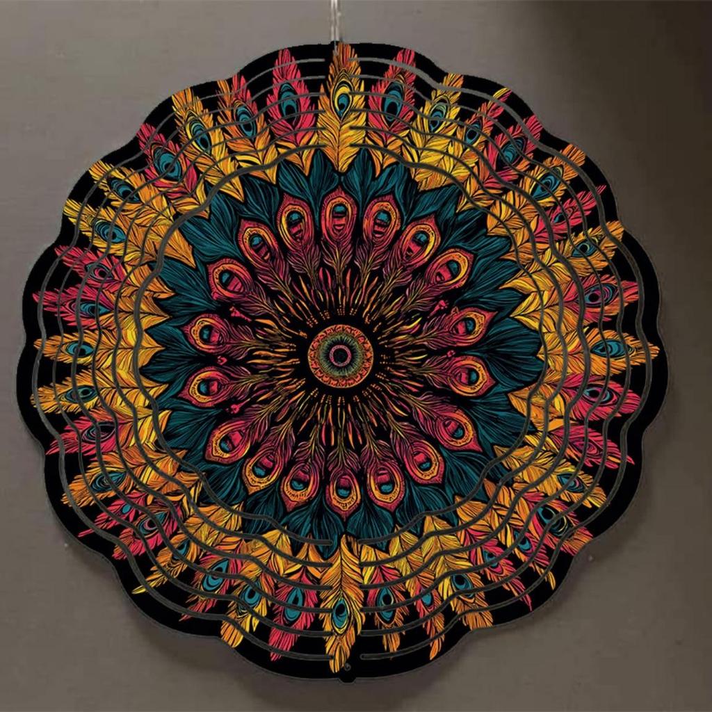 10 Inch Wind Spinner Artistic Hanging Decor with 360 Rotating Hook for Balcony Garden Spring Summer Outdoor Decoration Creative Gift Idea