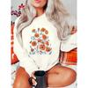 Women Fashion Leopard Vintage Flower Long Sleeve Print Sweatshirts Clothes Ladies Clothing Graphic Pullovers