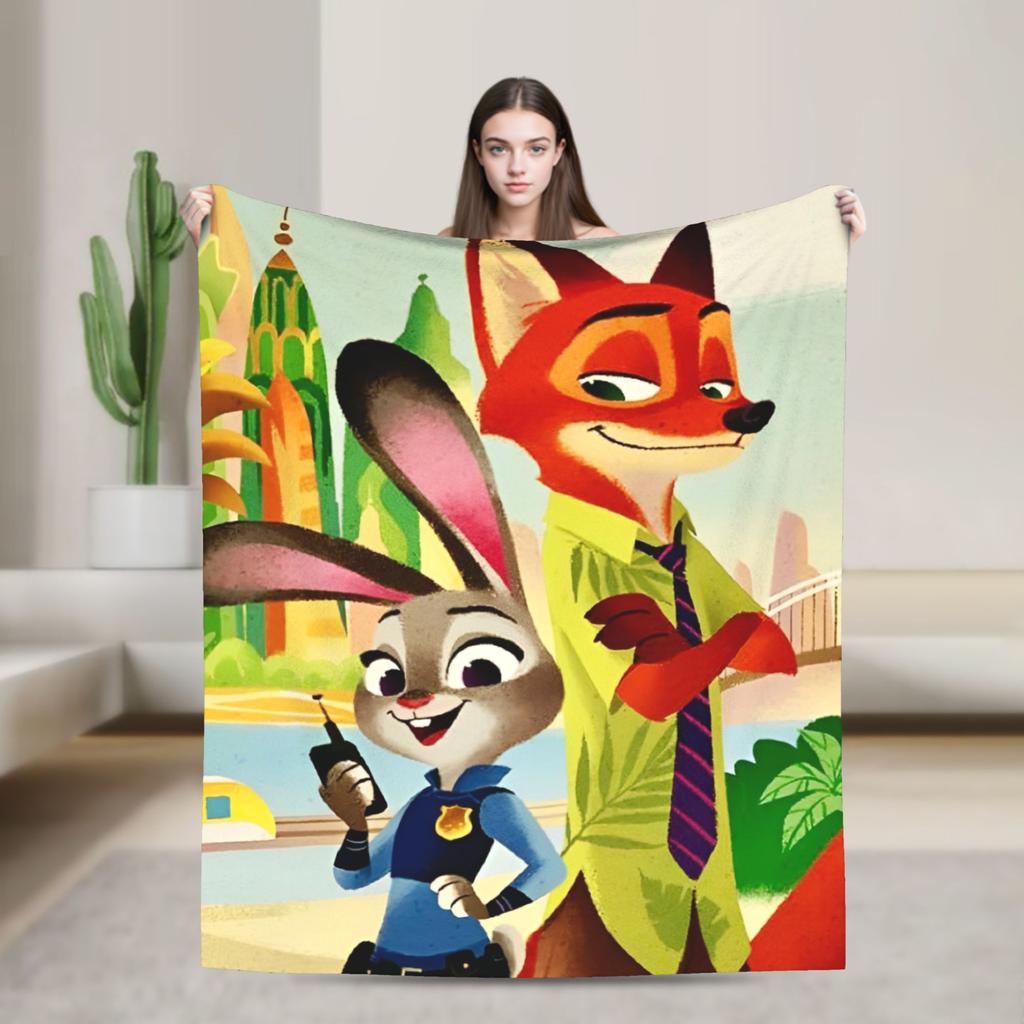 Anime Zootopia Cartoon Blanket  Soft Warm Comfortable Plush Throw Blanket For Home Decor Travel Flannel Bedspread Bed Cover