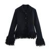 Kaslead New Women Clothes Western Style Lapel Long Sleeve Knitted Outerwear Skirt 433100 4331005