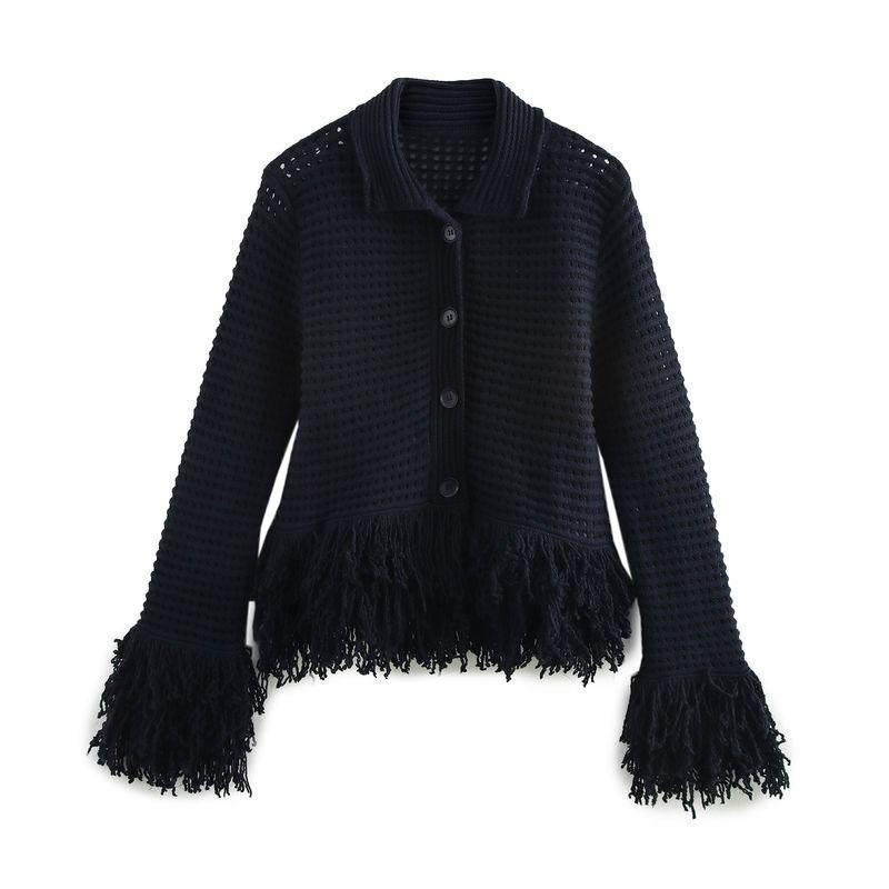 Kaslead New Women Clothes Western Style Lapel Long Sleeve Knitted Outerwear Skirt 433100 4331005