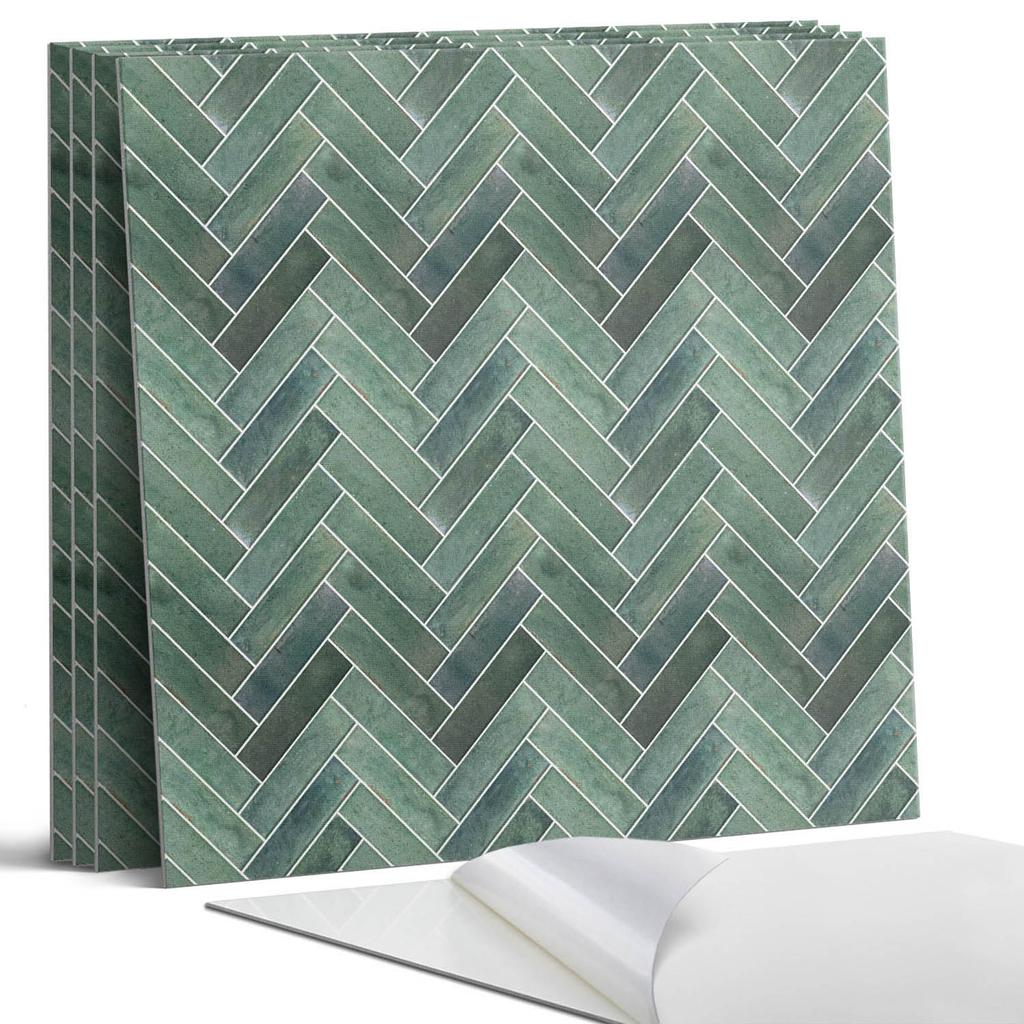Self-Adhesive Vinyl Printed Tiles Herringbone 3D Pattern 4X50X50 Cm