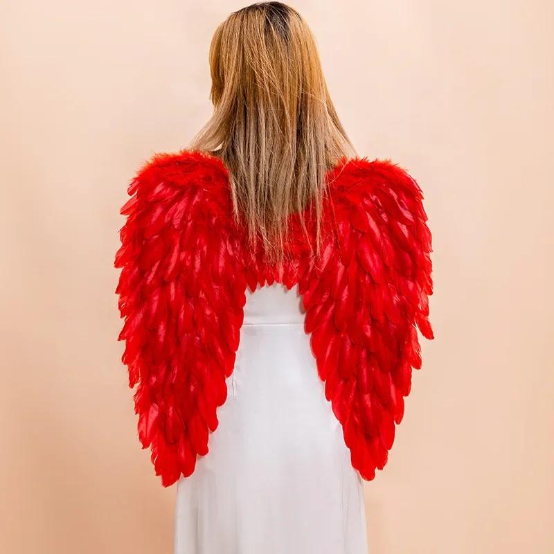 Black White Angel Feather Wings Holiday Party Props Scene Layout Catwalk Demon Devil Wing Show Birthday Bar Home Decor Halloween