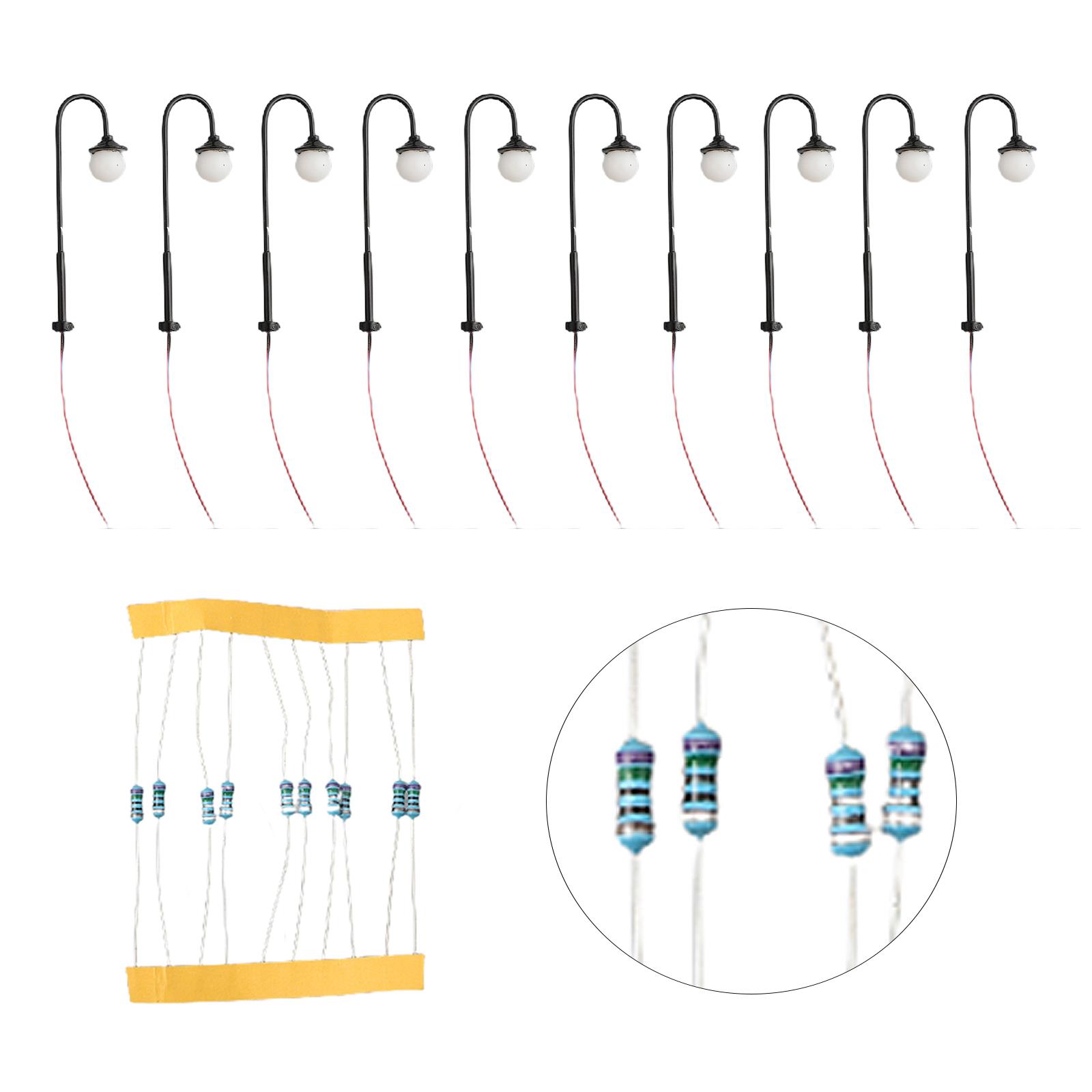 

Model Lights Complete Lamps Black Model Railway Led Street Lights With Wires And LEDs 10 Lamps 10 Resistors 12V~18V China Mainland