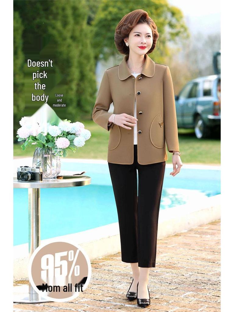 Hengyuanxiang Women's Plus Size Spring/Autumn Jacket for Middle-Aged & Elderly – Fashionable Outerwear