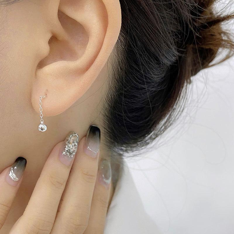 Simple Bead Wavy Earlines Small Short Earrings Temperament Chain Earrings New Style