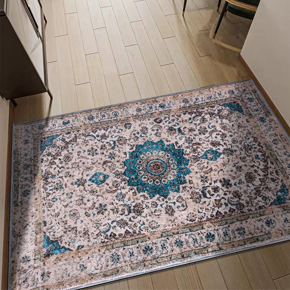 Vintage Ethnic Style Door Mat With Persian Floral Geometric Patterns NonSlip Retro Entrance Rug For Families Home Decor