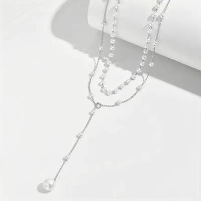 Good Birthday Gift For Her Double Wear Imitation Pearl For Women Ladies Fashion 1pc Necklace Fringe Necklace