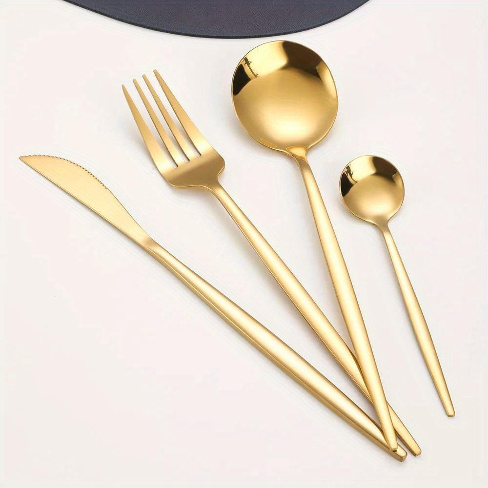 24-Piece Portugal Dinnerware Set - Flatware with Dishwasher Safe and Rust-Resistant Finish - Ideal for Kitchen Tableware and Everyday Dining