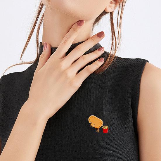 Brooch Pin, Potato French Fries Design Brooch, Thickened Zinc Alloy Badge, Enamel Paint Stable Buckle Pins for Backpacks And Hoods