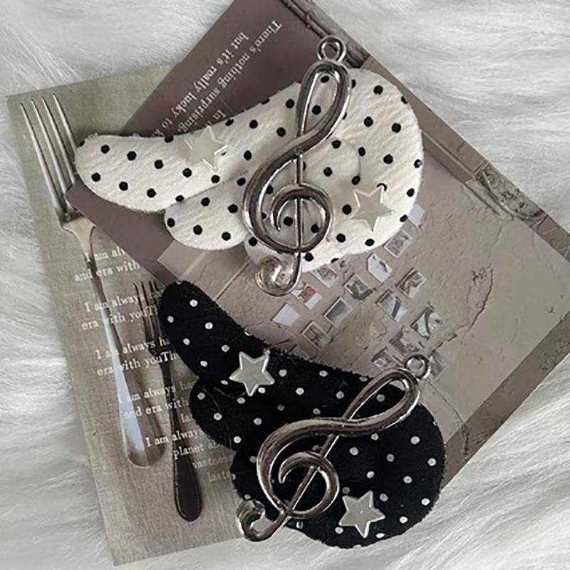 Original Harajuku Polka Dot Star Note Wing Hair Clip Cute Angel Wing Y2K Duckbill Bangs Clip Subcultural Decorative Accessories