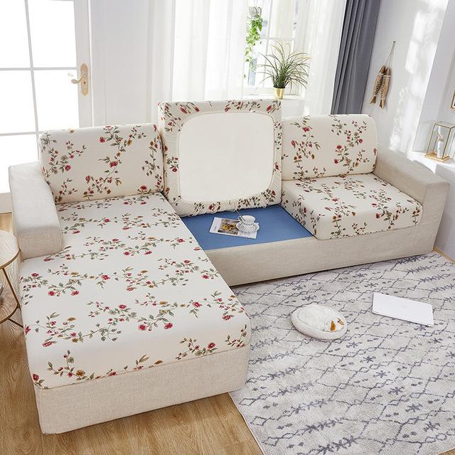 Printed Stretchy Sofa Seat Cushion Cover Soft Breath Fabric Chair Cover Pet Owners Kids Living Room Room Furniture Protector Washable Case